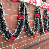HULIANFU New 2M Christmas Garland Home Party Wall Door Decor Christmas Tree Ornaments Tinsel Strips with Bowknot Party Supplies U3