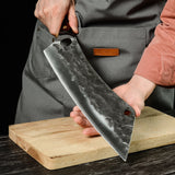 HULIANFU Sowoll Kitchen Knife High Carbon Steel 12.5 Inch Long Chef Knife Forged Vegetable Cooking Cleaver Cutting Slicer Meat Knife Tool