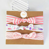 HULIANFU 3pcs Cotton Elastic Knot Headbands for Women Baby Girls Bow headband Baby Shower baptism Colorful Face Wash Hair accessories