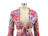 New Arrival Famous Brand 2 pcs Women Set Luxury Print V-neck Long Sleeve Blouse and Long Pants Summer Casual Outfits