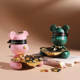 HULIANFU Violent bear statue Tidy Bear Statue With Metal Tray Storage Keys, Candy, Friut Home Ornaments Decoration Table Room Decorations
