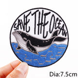 HULIANFU Van Gogh Embroidered Patches on Clothes DIY Cartoon Wave Applique Clothing Thermoadhesive Patches for Clothing DIY