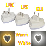 HULIANFU LED Night Light Mini Light Sensor Control 110V 220V EU US Plug Nightlight Lamp for Children Kids Living Roon Hearts Lights