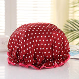 HULIANFU Waterproof Shower Cap Double Layer Elastic Bath Hat Bathing Cap For Women Spa Bathing Accessory Hair Salon Bathroom Product