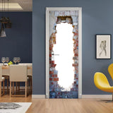 HULIANFU 2023 77x200cm Door Stickers Eco-Friendly 3D Stairway Egyptian Pharaoh Light Shadow Corridor Pattern Home Decor Bedroom Wallpaper