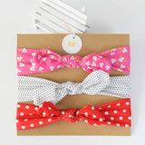 HULIANFU 3pcs Cotton Elastic Knot Headbands for Women Baby Girls Bow headband Baby Shower baptism Colorful Face Wash Hair accessories