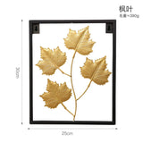 HULIANFU Nordic Metal Leaf Plant Wall Decor Wrought Iron Wall Hanging Non-perforated Wall Mural Living Room Bedroom Home Decoration Hot