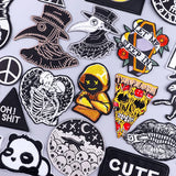 HULIANFU Patches On Clothes Stickers Hippie Rock Stripes Embroidered Patches For Clothing Iron On Patch Skull Biker Stripes for Jackets