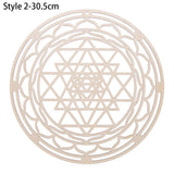 HULIANFU Log Color Chakra Pattern Round Edge Circles Carved Wooden Stand Coaster Flower of life Reload Stone Kitchen Hot Pad Mat Decor