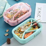 HULIANFU TUUTH Microwave Lunch Box Wheat Straw Bento Box 750ML BPA Free Food Storage Container with Soup Cup
