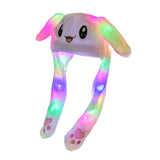 HULIANFU Lovely Luminous/no light Plush Rabbit Hat Funny Play Toy Up Down Moving Bunny Ears Toy Hat Girlfriend Children Gifts