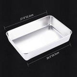 HULIANFU Thicken Stainless Steel Storage Tray with Lid Rectangle Food Plate Flat Bottom Dish Bakeware Cake Bread Baking Pan Kitchen Tools