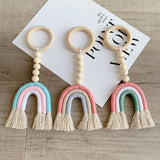 HULIANFU Macrame Rainbow Wall Hanging Decoration Boho Home Decor Party Supplies Baby Shower Dorm Kid Room Bead Tassels Ornaments