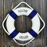 HULIANFU Nautical Style Welcome Decorative Red Blue Life Buoy Home Marine Beach Wall Decoration Life Buoy Crafts Living Room Decoration