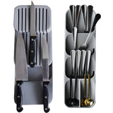 HULIANFU Knife Holder Spoons Storage Plastic Cutlery Drawer Storage Box Durable Plastic Tray Cutlery Rack For Kitchen Storage