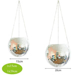 HULIANFU Retro Disco Ball Planter Basket Round Mirror Hanging Pot flower pot Wall Planter Pot Hangin Vase Desktop Decoration Balcony Vase