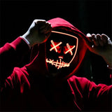 HULIANFU LED Halloween Mask Luminous Glow In The Dark Mascaras Halloween Party Costume Cosplay Masques Horror Props Neon light Masquerade