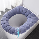 HULIANFU Winter Warm Toilet Seat Cover Closestool Mat 1Pcs Washable Bathroom Accessories Knitting Pure Color Soft O-shape Pad Bidet Cover
