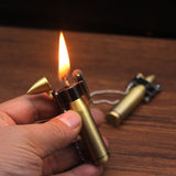 HULIANFU Retro Bullet Flint Free Fire Lighter Torch Grinding Wheel Keychain Oil Lighter New Metal Cigar Cigarette Lighter Gadget For Man