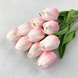 HULIANFU 2023 10PCS Artificial Flowers Garden Tulips Real Touch Flowers Tulip Bouquet Decor Mariage for Home Wedding Decorations Fake Flower