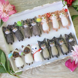 HULIANFU Unfinished Fashion Siamese Hawksbail Tabby Civet Cat Kitty Wool Doll Women Handmade Needle Felt Kit Package DIY Gift For Kids