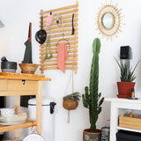 HULIANFU Rattan Innovative Art Decor Round Makeup Mirror Dressing Bathroom Wall Hanging Mirror Nordic Wall Hanging Makeup Mirror