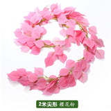 HULIANFU 2023 Green Eucalyptus Leaves Garland Wisteria Artificial Flowers Rattan Fake Plant Silk Leaf Vines For Wedding Birthday Party Decor