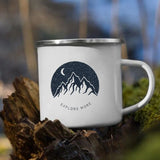 HULIANFU Night Forest Mountain Print Enamel Creative Coffee Tea Water  Milk Cups Camping Mugs Handle Drinkware Vacation Hiking Mug Gifts