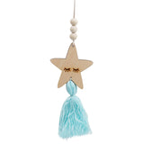 HULIANFU Nordic Style Wall Hanging Ornament For Photography Props Cute Star Shape Wooden Beads Tassel Pendant Baby Room Decoration