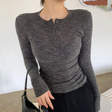 Hulianfu Spring Thin Cotton T-shirts Tees Women's Elastic Slim Solid Soft Semi-transparent O-neck Tshirt Top Real Photos