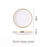 HULIANFU White Porcelain Plates for Food Dinner Set Dishes Salad Soup Bowl Ceramic Plates and Bowls Set Tableware Set Service for 4/6/8