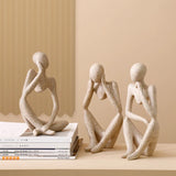 HULIANFU Modern European Style Resin Abstract Thinker Statue For Decoration Simple Sculpture Figurine Hotel Office Home Decor New