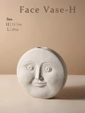 HULIANFU Nordic Creative Ceramic Face Vase Simple Decoration Bedroom Decor Livingroom Porch Flower Arrangement Home Decoration Art Vase
