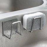 HULIANFU Kitchen Stainless Steel Sink Sponges Holder Self Adhesive Drain Drying Rack Kitchen Wall Hooks Accessories Storage Organizer