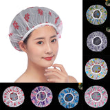 HULIANFU Shower Cap Waterproof High Quality Hair Salon Elastic Thicken For Women Bath Hat Bathroom Products Heart Bow Printed Bathing Hat