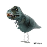 HULIANFU Large 4D Walking Dinosaur Foil Balloons Jungle Animal Boys Birthday Party Decors Jurassic  Standind Dragon Kids Toys Air Globos