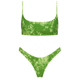 Sexy Bandeau Push Up Bikini Set Spaghetti Strap Two Piece Swimsuit Ruched Bikinis Women Swimwear Floral Bathing Suit Beach Wear