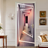 HULIANFU  Self-Adhesive Door Sticker 3D Stereo Gallery Light Space Expansion Wallpaper Modern Creative Living Room Bedroom 3D Door Poster