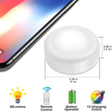 HULIANFU LED Puck Light Remote Control Dimmable Wireless Touch Sensor Battery Operated Portable Kitchen Hallway Closet Cabinet Night Lamp