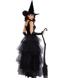 hulianfu Adult Halloween Witch Sexy Sleeveless Costumes Black for Women Fantasy Witch Role Cosplay Carnival Party Dress Performance Skirt