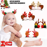HULIANFU  1/2pcs Cute Deer Ear Hairpins Christmas Barrettes Hair Decorationd Beautiful Deer Antlers Hair Clips Hair Accessories Girls Gift