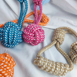 HULIANFU MZHQ 1 Solid color Cotton Rope Braided Labrador Training Molar Teeth Bite-Resistant Teeth Cleaning Dog Pet Toy Ball Dog Supplies