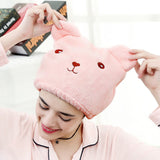 HULIANFU Lovely Bear Hair Drying Cap Towel Microfiber Quickly Dry Hair Shower Hat Wrapped Towels Cartoon Bathing Cap Bathroom Accessories