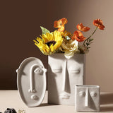 HULIANFU Nordic Creative Ceramic Face Vase Simple Decoration Bedroom Decor Livingroom Porch Flower Arrangement Home Decoration Art Vase