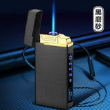 HULIANFU New Windproof Metal Dual Plasma Arc Lighter Jet USB Torch Lighter Gas Electric Butane Chargeable Pipe Cigar Lighter Gadgets