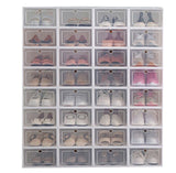 HULIANFU Wholesale 24pcs Shoe Box Set Classic White Foldable Storage Plastic Clear Home Organizer Shoe Rack Stack US CA&amp;NJ warehouse