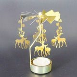 HULIANFU Silver Gold Candlesticks Rotating Romantic Rotation Spinning Carrousel Tea Light Candle Holder Dinner Wedding Bar Party