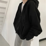 Women Hoodie Harajuku Korean Version Loose Oversized Sweatshirts Solid Color Long-sleeved Hooded Sweatshirt Student Girl Top