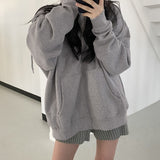 Women Hoodie Harajuku Korean Version Loose Oversized Sweatshirts Solid Color Long-sleeved Hooded Sweatshirt Student Girl Top