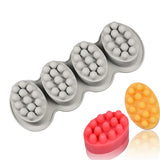 HULIANFU New 4 Cavity 3D Handmade Silicone Soap Molds Massage Therapy Bar Making Mould Tools DIY Oval Shape Soaps Resin Crafts